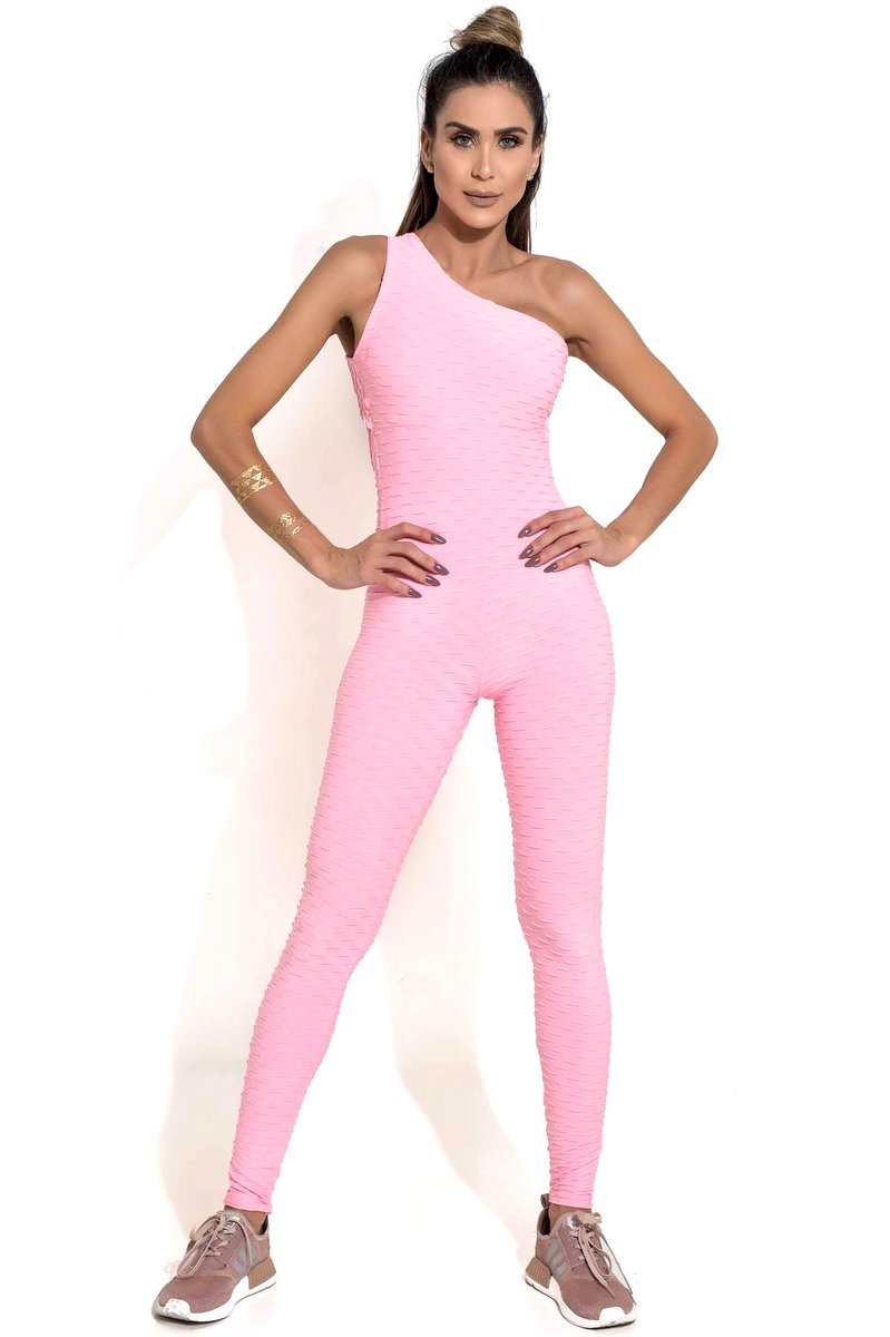 Tropical Light Pink Neon Scrunch Jumpsuit